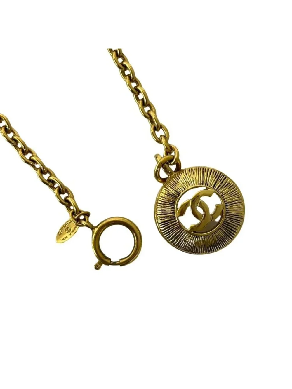 Chanel Vintage CC Logo Motif Chain Pendant Gold